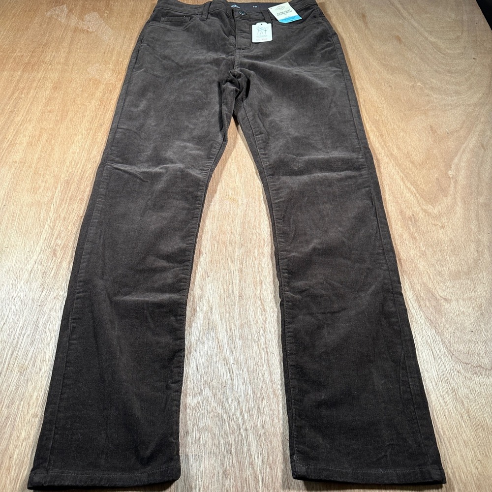 St. John's Bay Corduroy Pants Women 10 Brown Secretly Slender Straight Leg NEW